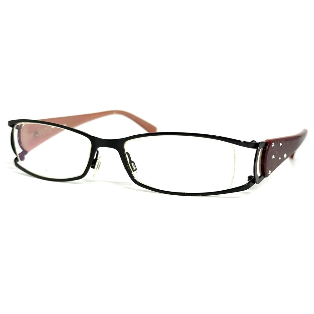 Eye-Q M.Black Rectangular Semi-Rimless Eyeglass Frames Black Pink 52-17-135